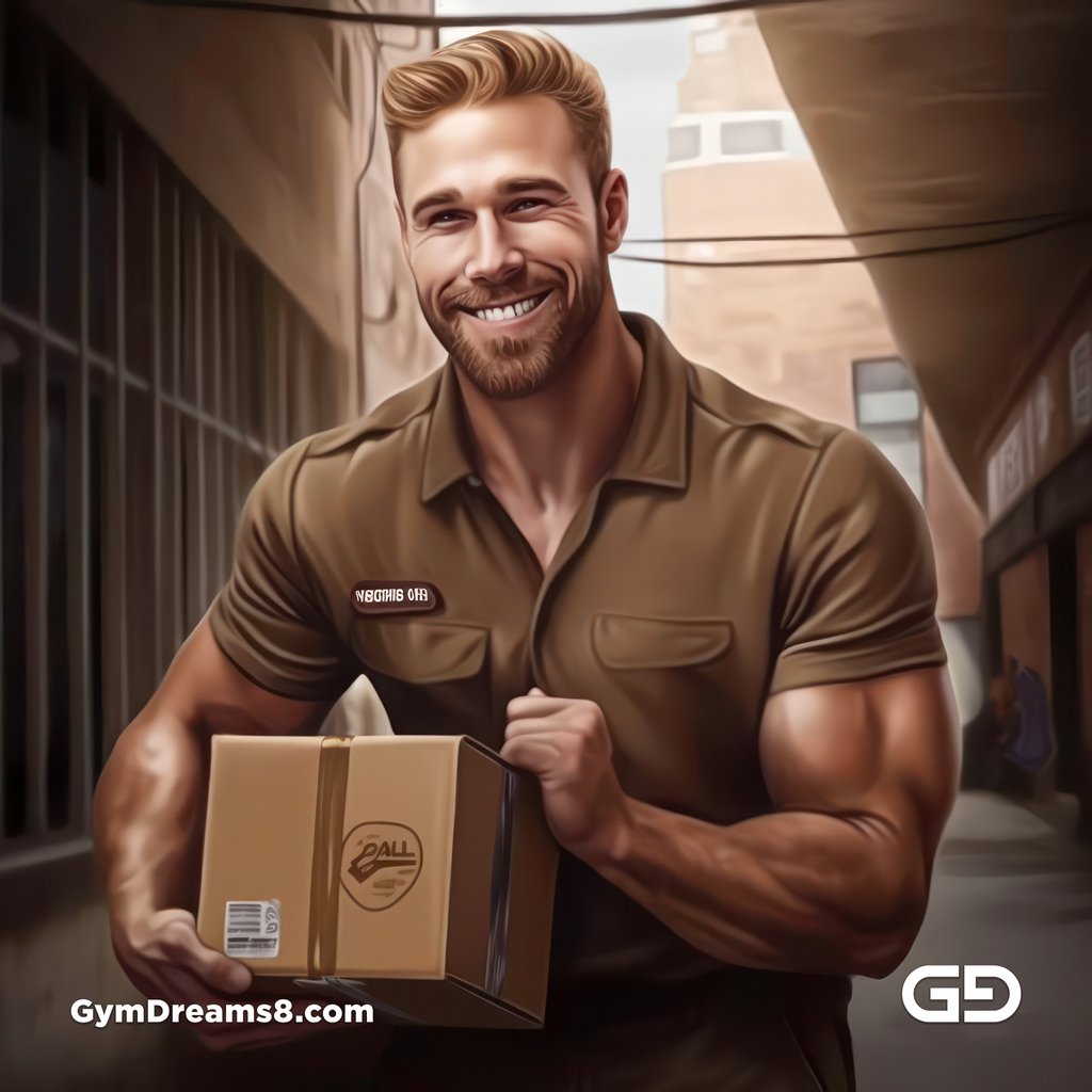 Delivery guys in brown uniform. Rendered with Midjourney v5.