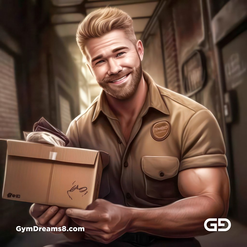 Delivery guys in brown uniform. Rendered with Midjourney v5.