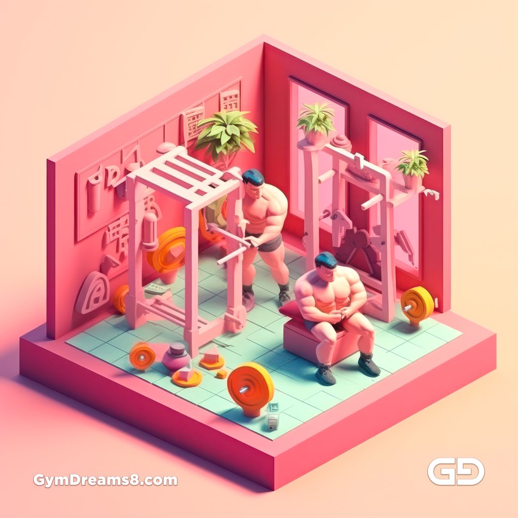 Diorama - Vignettes of Gay Life, made with Midjourney. Gym, Contemporary