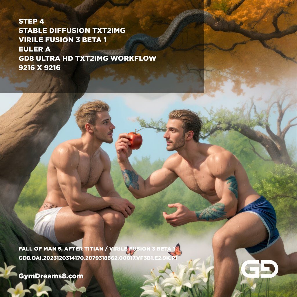 The Fall of Man 5, after Titian, c.1550. Stable Diffusion with Virile Fusion.