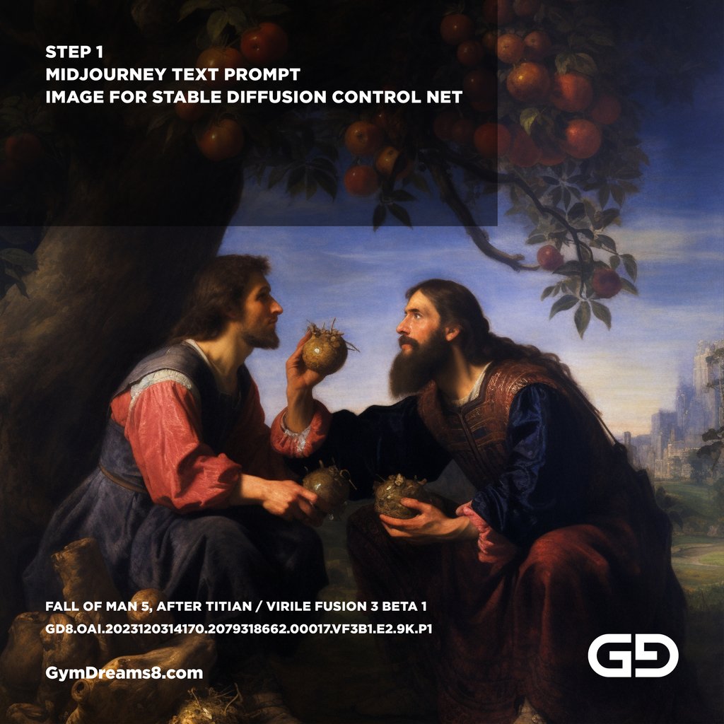 The Fall of Man 5, after Titian, c.1550. Stable Diffusion with Virile Fusion.