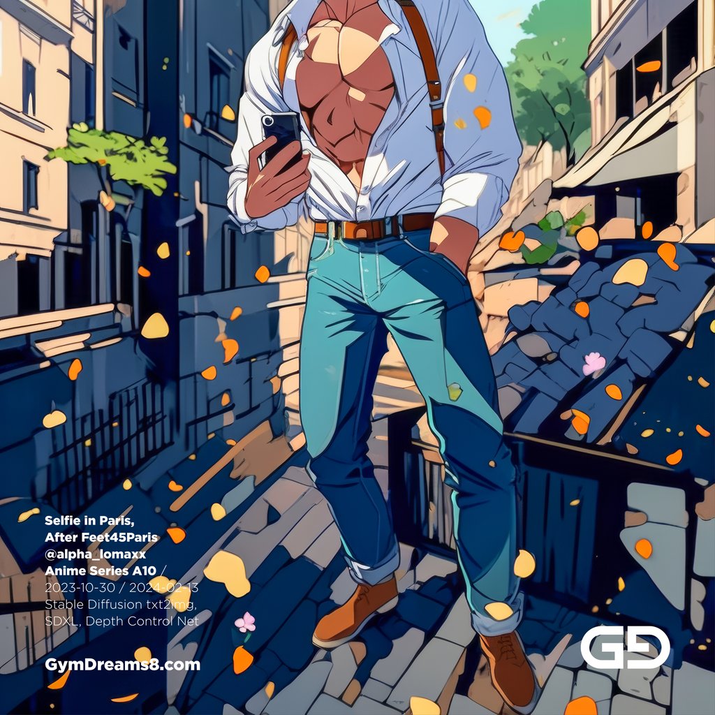 Taking a selfie in Paris, Anime Style. After Feet45Paris @alpha_lomaxx.