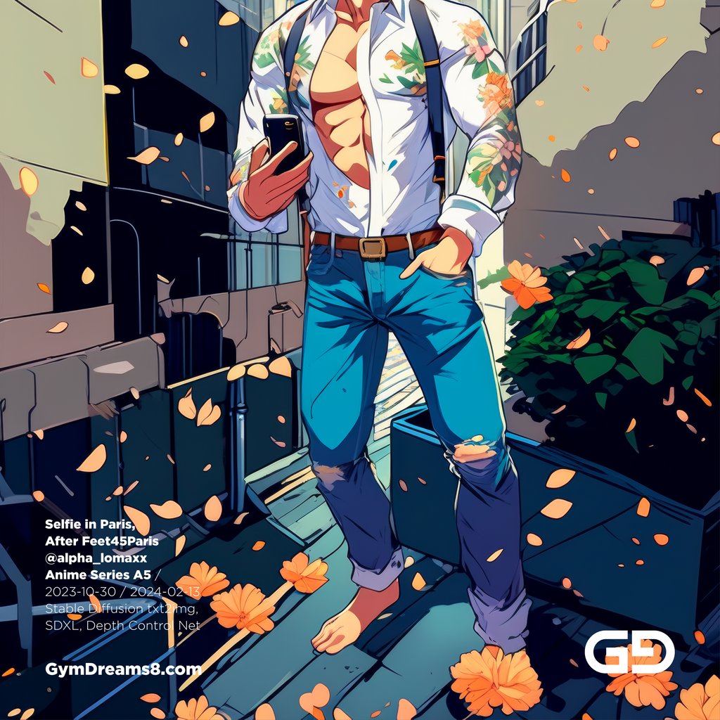 Taking a selfie in Paris, Anime Style. After Feet45Paris @alpha_lomaxx.