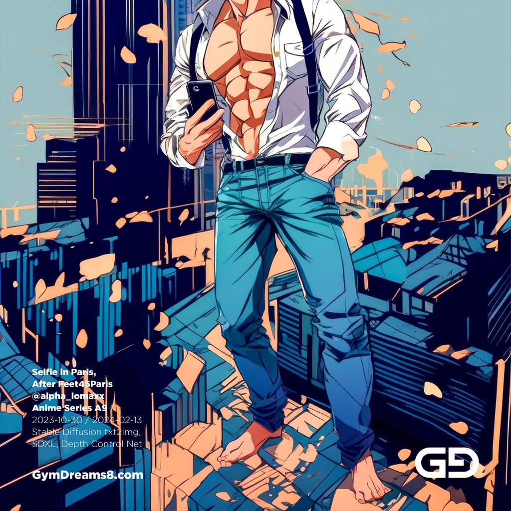 Taking a selfie in Paris, Anime Style. After Feet45Paris @alpha_lomaxx.