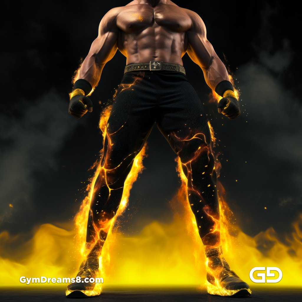 Fire, Muscular man in latex with fire and smoke, Midjourney