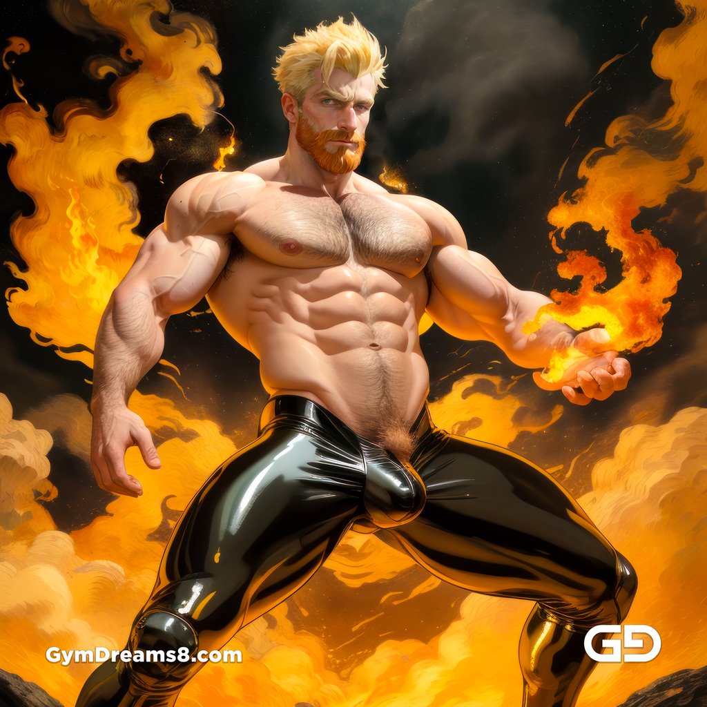 Fire, Van Gosh in latex with fire and smoke, Stable Diffusion and Midjourney