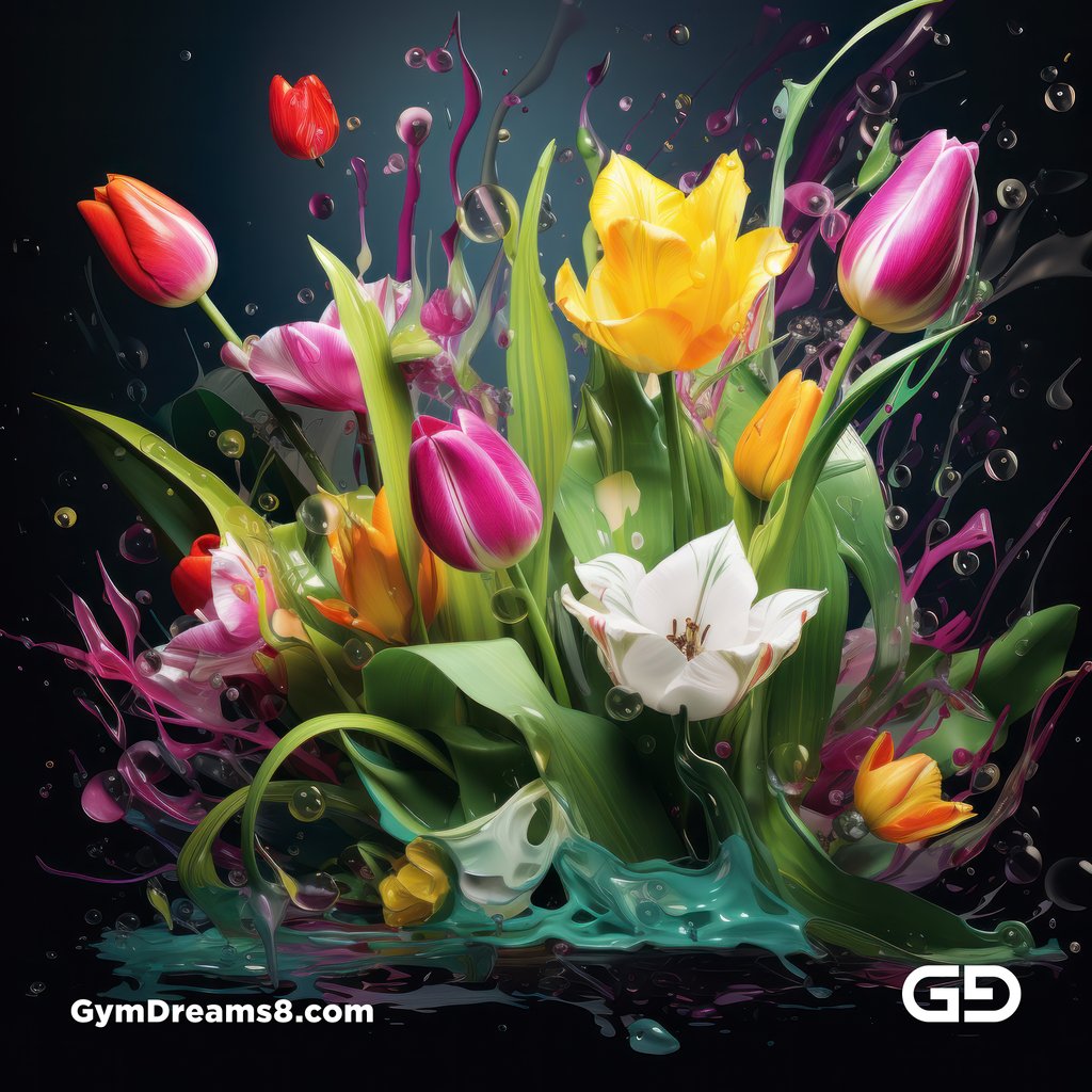 Flower Abstract Kiss. Abstract composition of gay couple kissing in a field of flowers. Stable Diffusion with Shuffle control net, Virile Fusion.