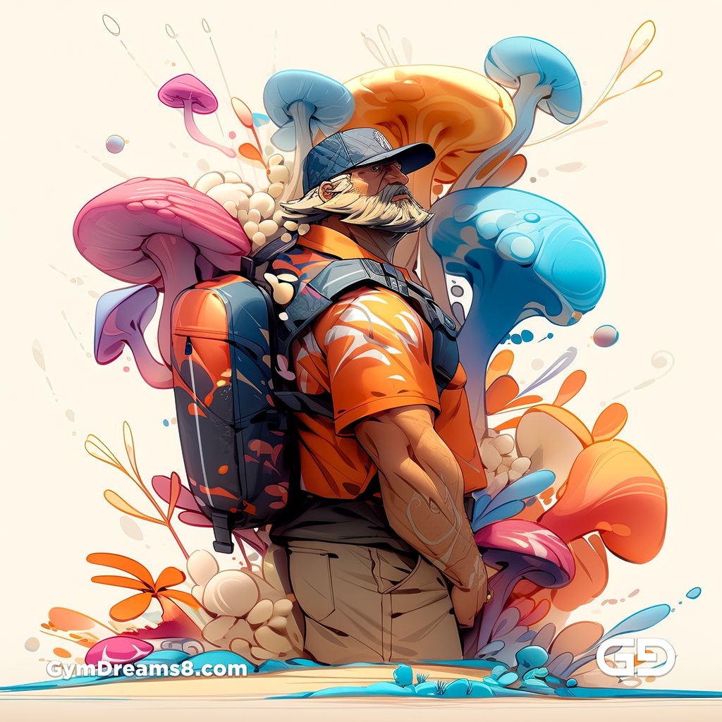 Giant Mushrooms. Dad’s Vacation Chronicles. Midjourney v5.1