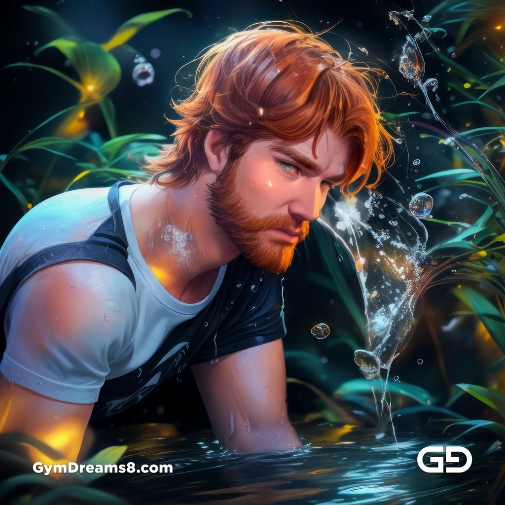 Ginger Flowers. Young men with ginger beard in a field of flowers, with Stable Diffusion and Virile Fantasy