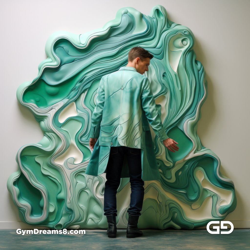 Sylvan Green Jacket, Melting, Multi-layered Surfaces. Midjourney v5.