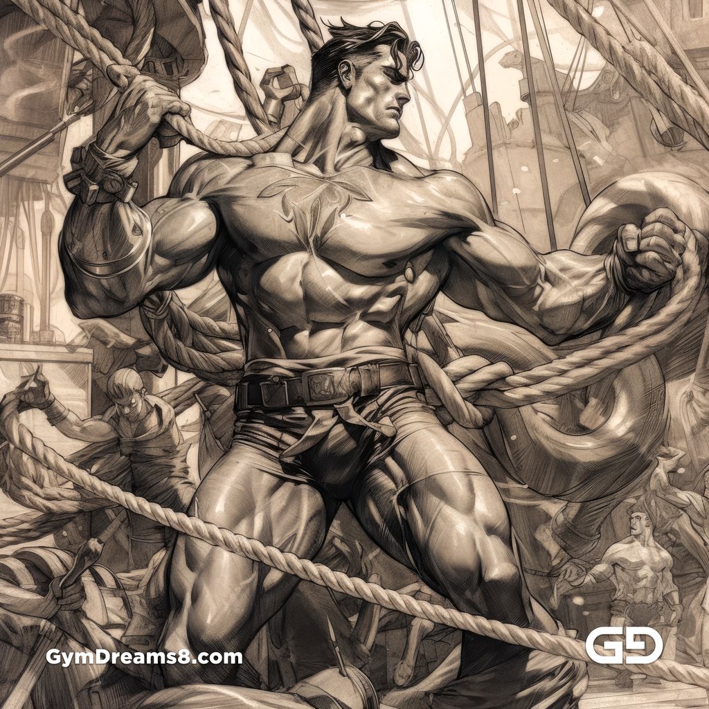 Young Hercules and Rope. Pencil drawings. Midjourney.