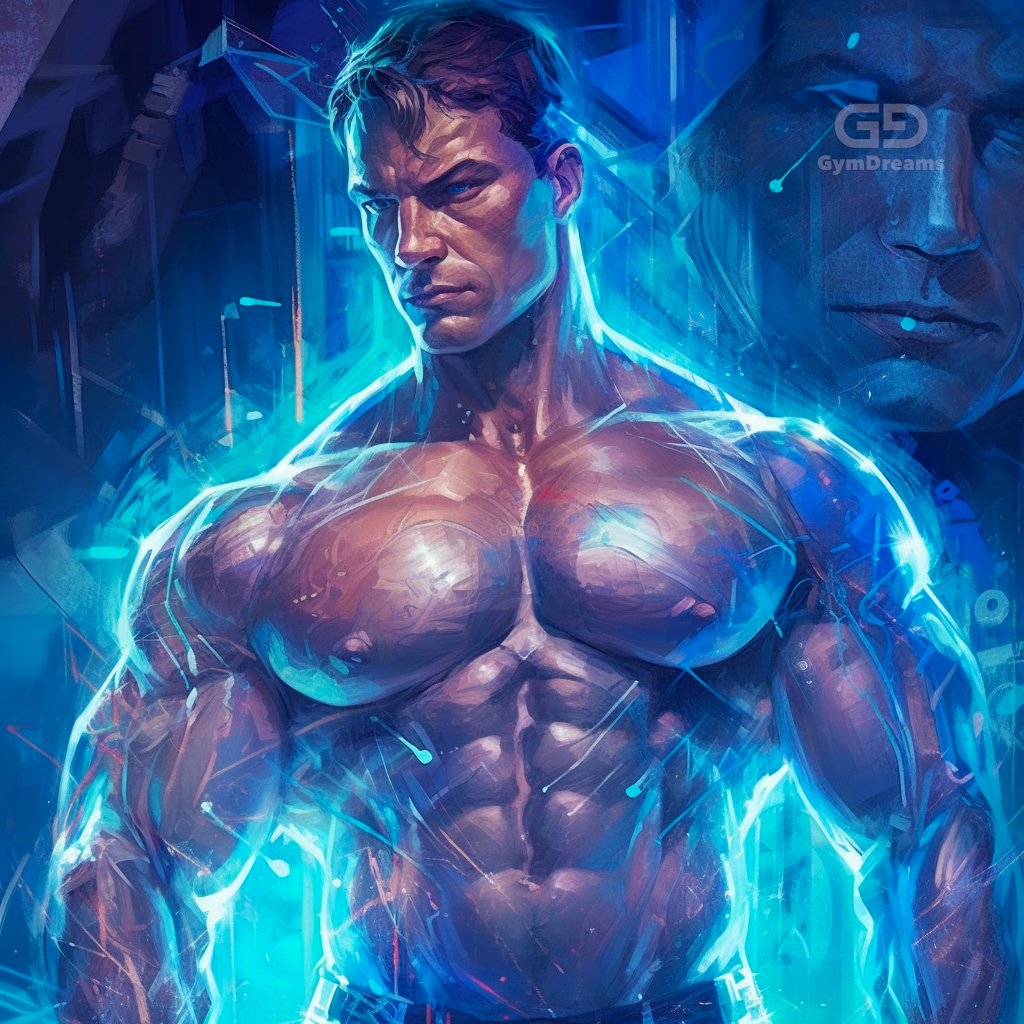 Holo, Veins, Connected Circuitry by GymDreams, with Midjourney v5.1, Blue. Hunk-ish. 25-35.