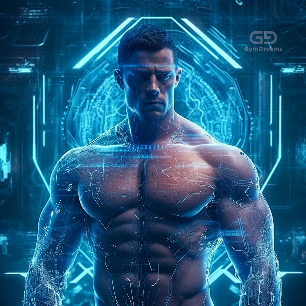 Holo, Veins, Connected Circuitry by GymDreams, with Midjourney v5.1, Blue. Hunk-ish. 25-35.