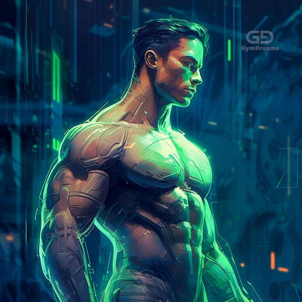 Holo, Veins, Connected Circuitry by GymDreams, with Midjourney v5.1, Green. Jock-ish. 20-25.