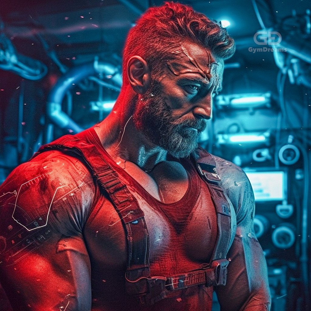 Holo, Veins, Connected Circuitry by GymDreams, with Midjourney v5.1, Red. Daddy-ish. 35-50.