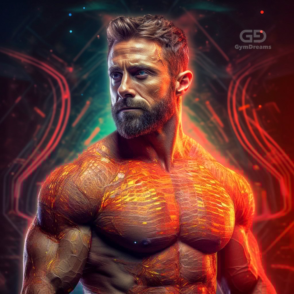 Holo, Veins, Connected Circuitry by GymDreams, with Midjourney v5.1, Red. Daddy-ish. 35-50.