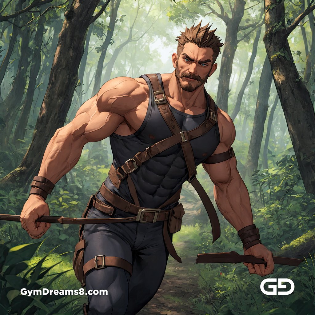 Hunter in the woods with full leather gear, with Stable Diffusion and Virile Animation