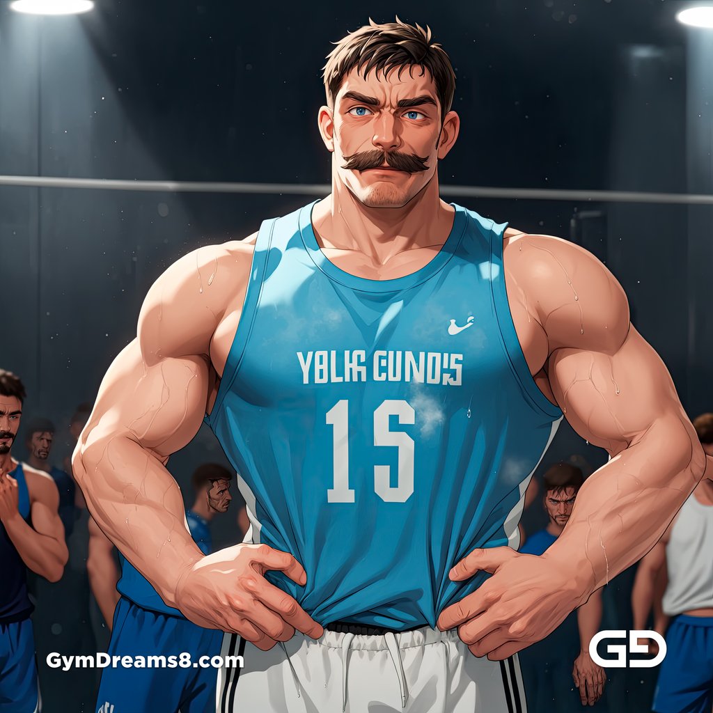 Moustache, Star Player of Rugby Team, rendered with Virile Animation in Stable Diffusion.