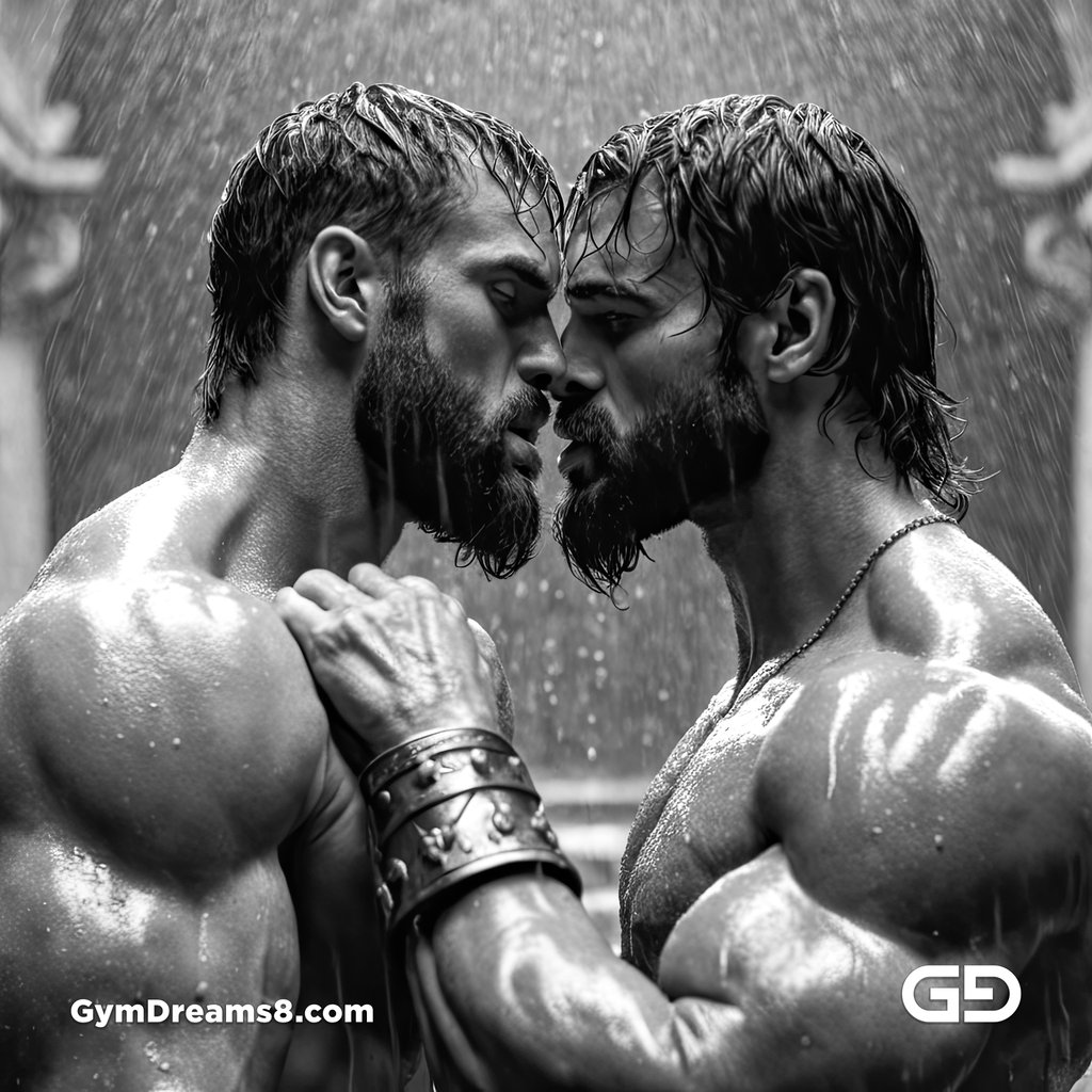 Love is in the shape of the heart. Kissing at the Roman Baths. Photography. Stable Diffusion with SDXL.