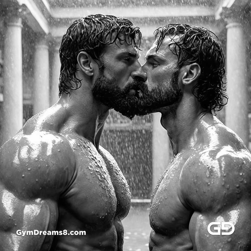 Kissing at the Roman Baths. Photography. Stable Diffusion with SDXL.