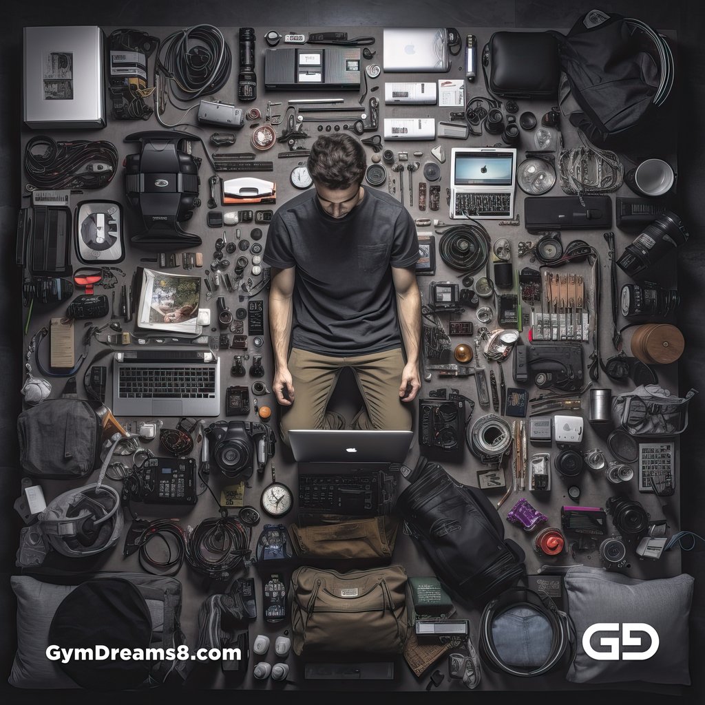 Hackers / Nerd. Knolling Men Variations. Text promotps with Midjourney v5.