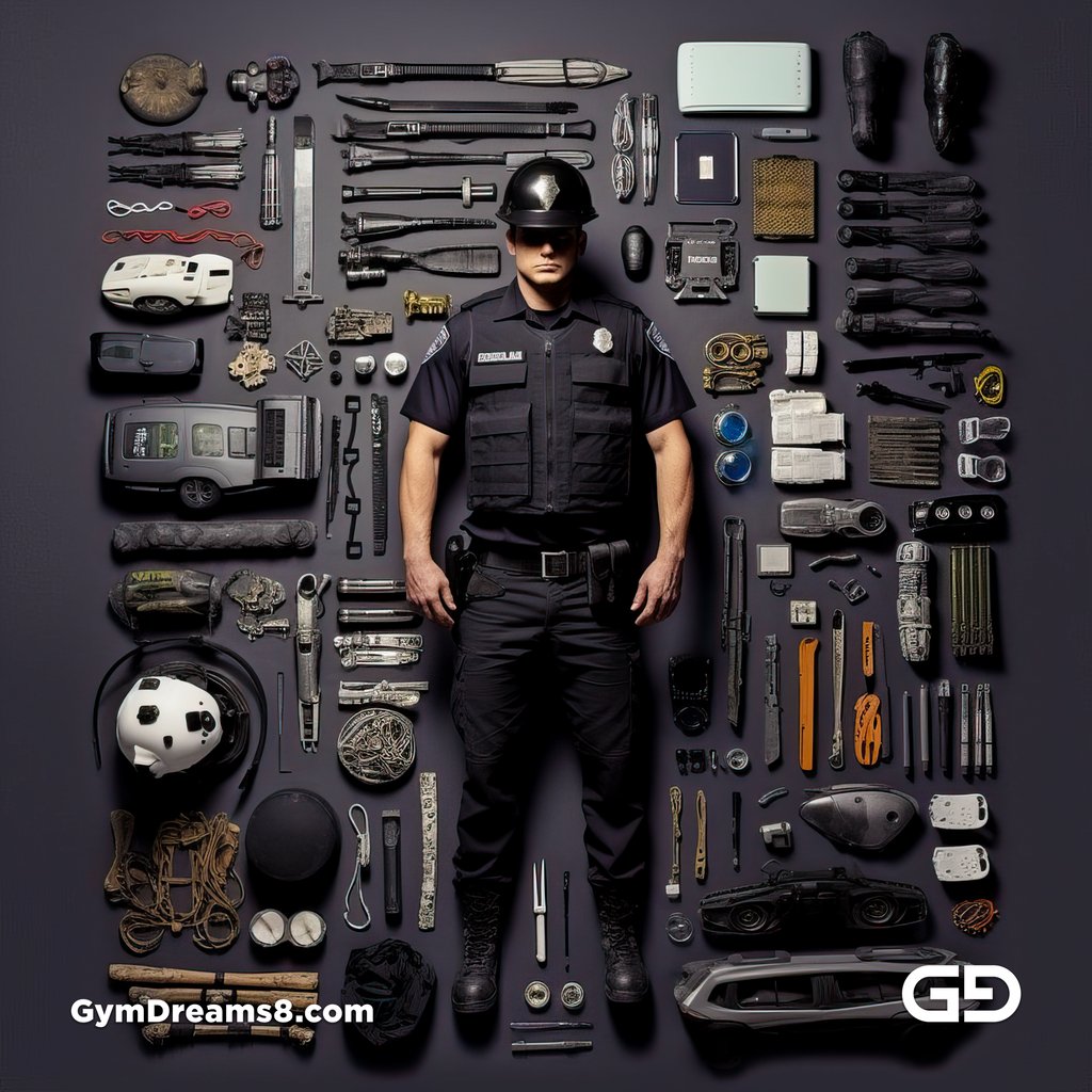 Police. Knolling Men Variations. Text promotps with Midjourney v5.