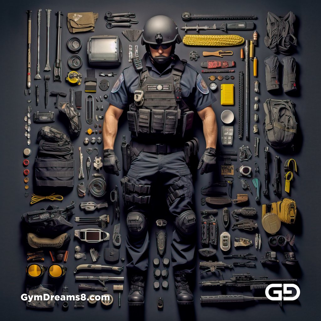 Police. Knolling Men Variations. Text promotps with Midjourney v5.