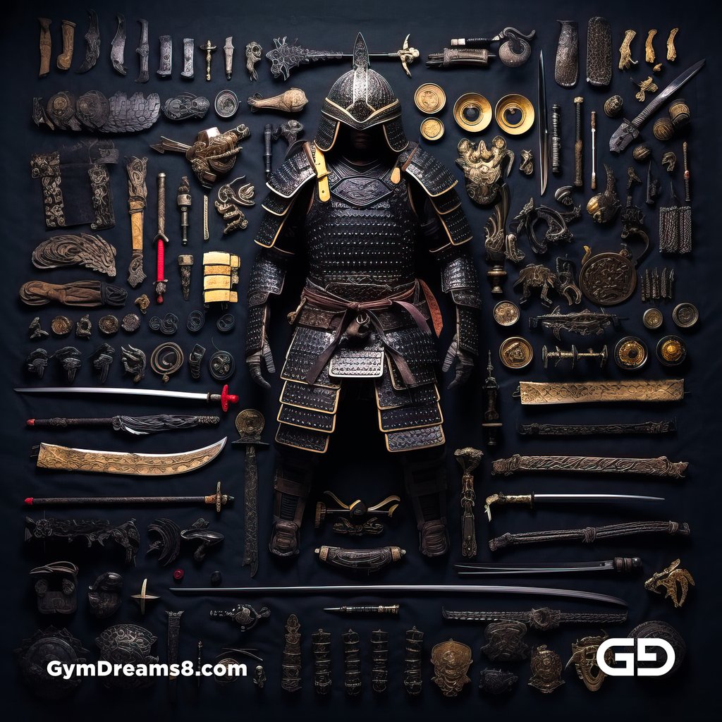 Samurai. Knolling Men Variations. Text promotps with Midjourney v5.