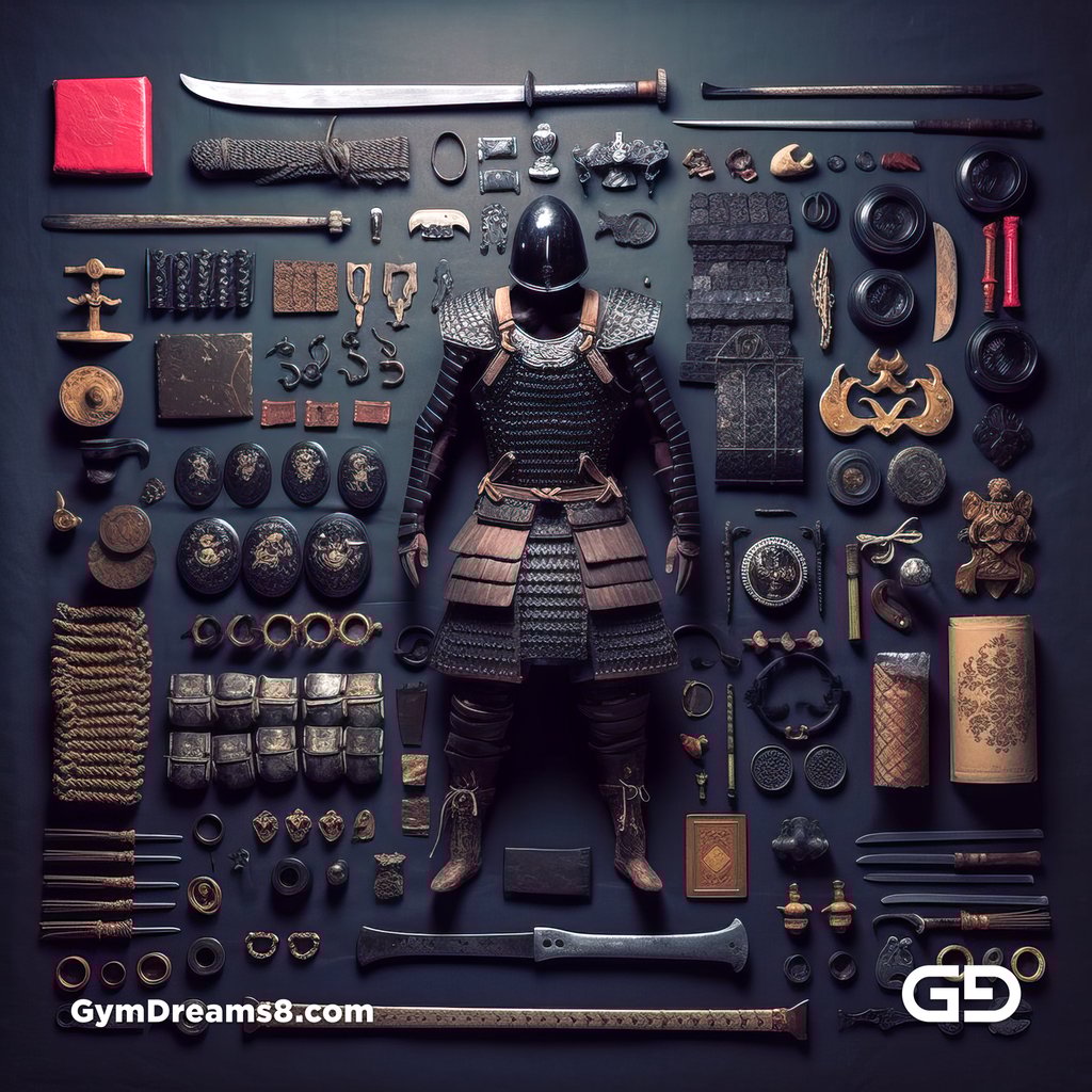 Samurai. Knolling Men Variations. Text promotps with Midjourney v5.