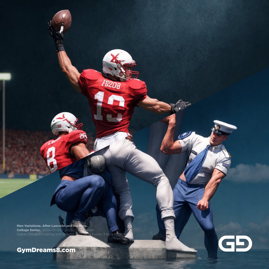 Men Variations. After Laocoön and His Sons. Collage series. Stable Diffusion, control net, Virile Fusion 3 Beta 1.