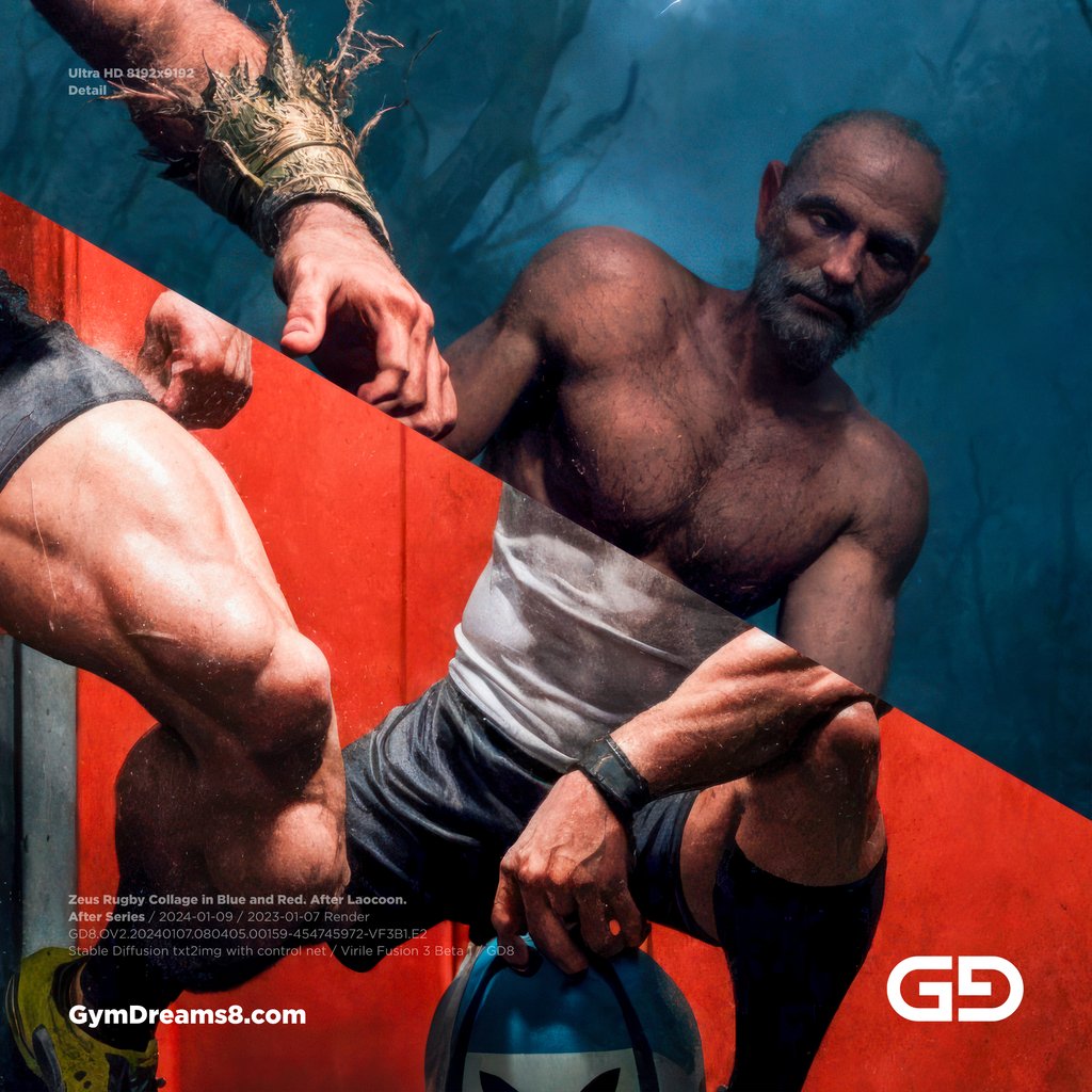 Zeus Rugby Collage, After the Laocoon Group.