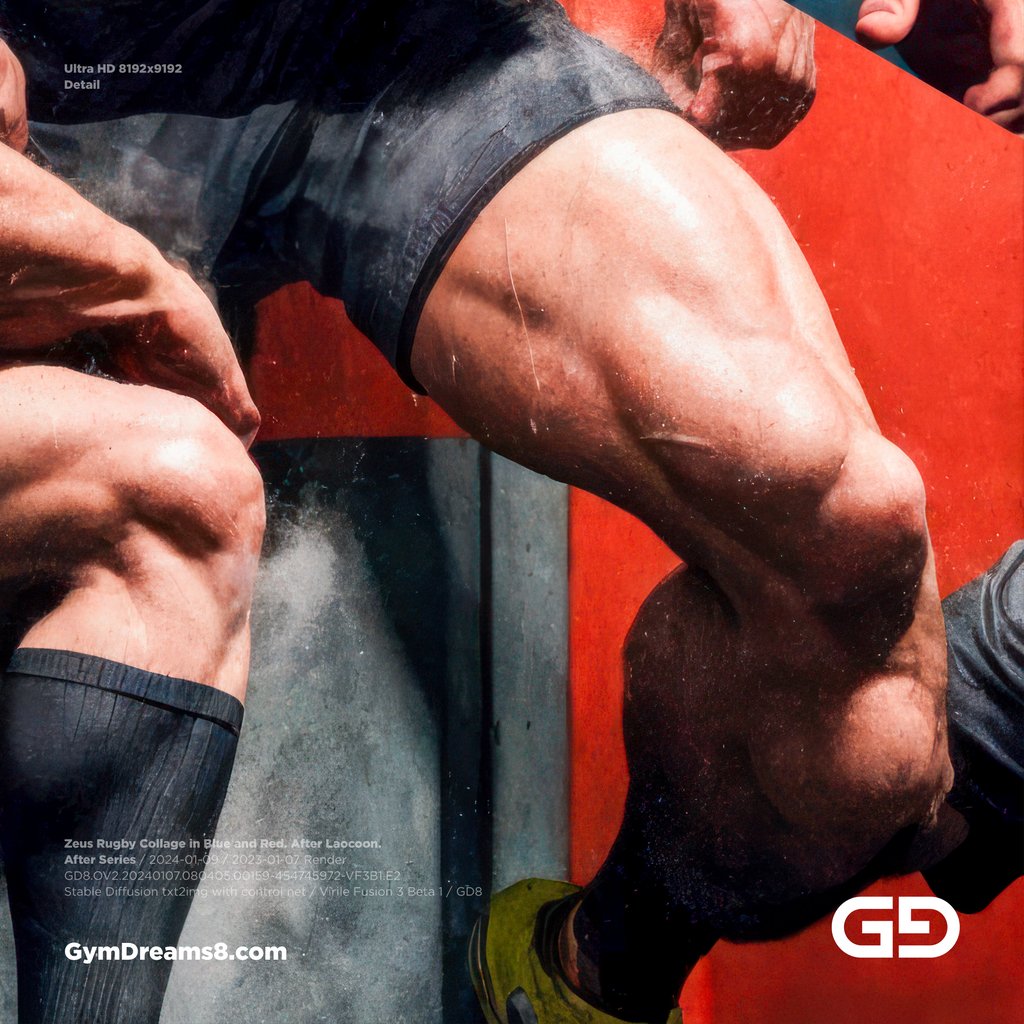 Zeus Rugby Collage, After the Laocoon Group.