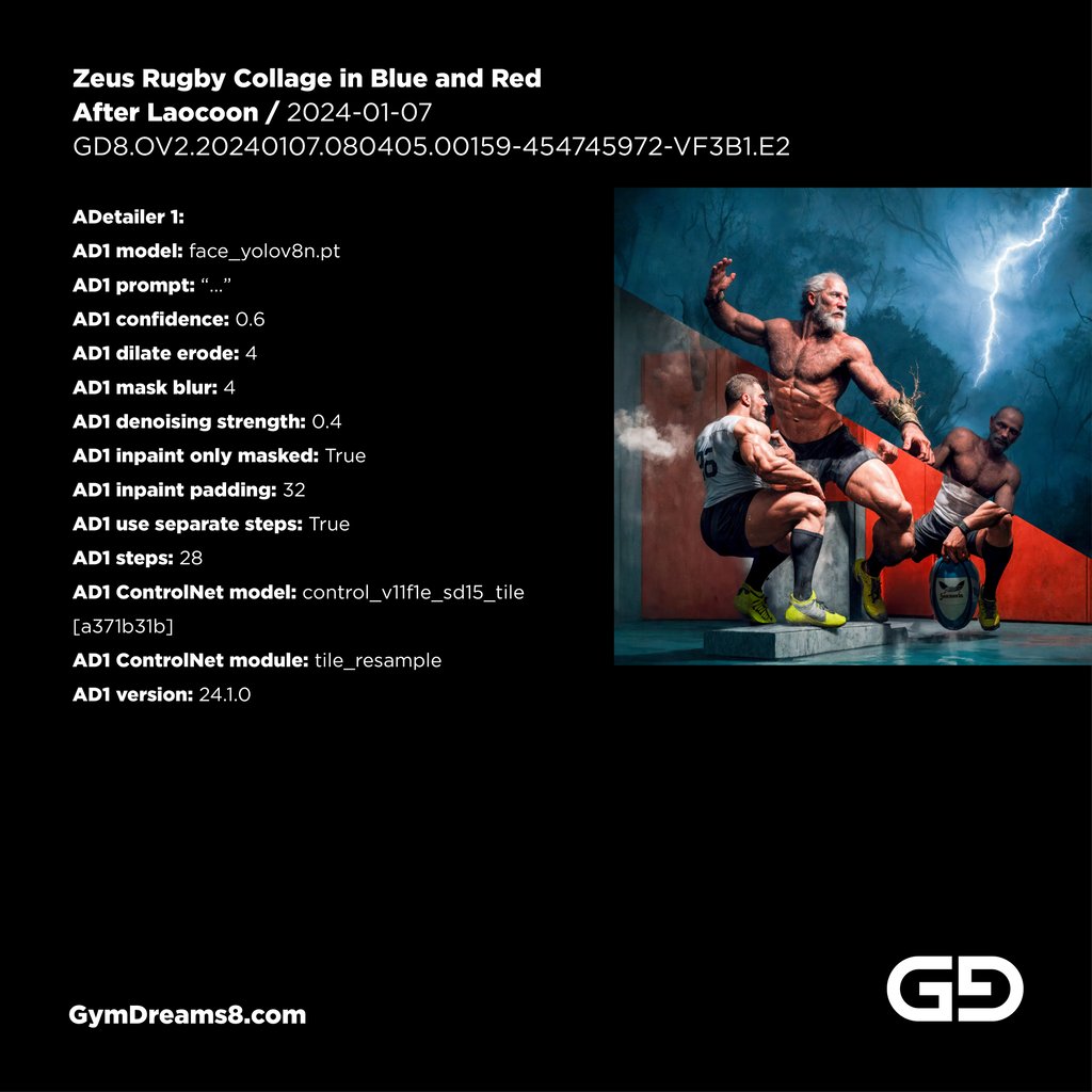 Zeus Rugby Collage, After the Laocoon Group.