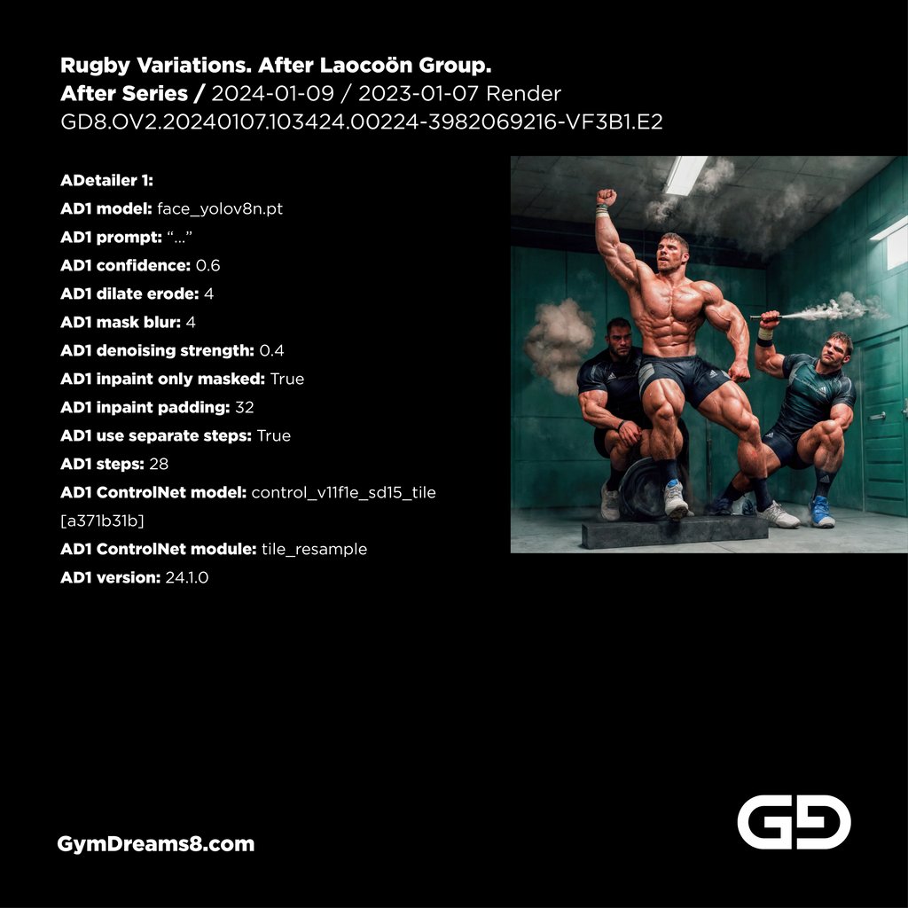 Rugby Variations. After Laocoon Group. Stable Diffusion, control net, Virile Fusion 3 Beta 1.