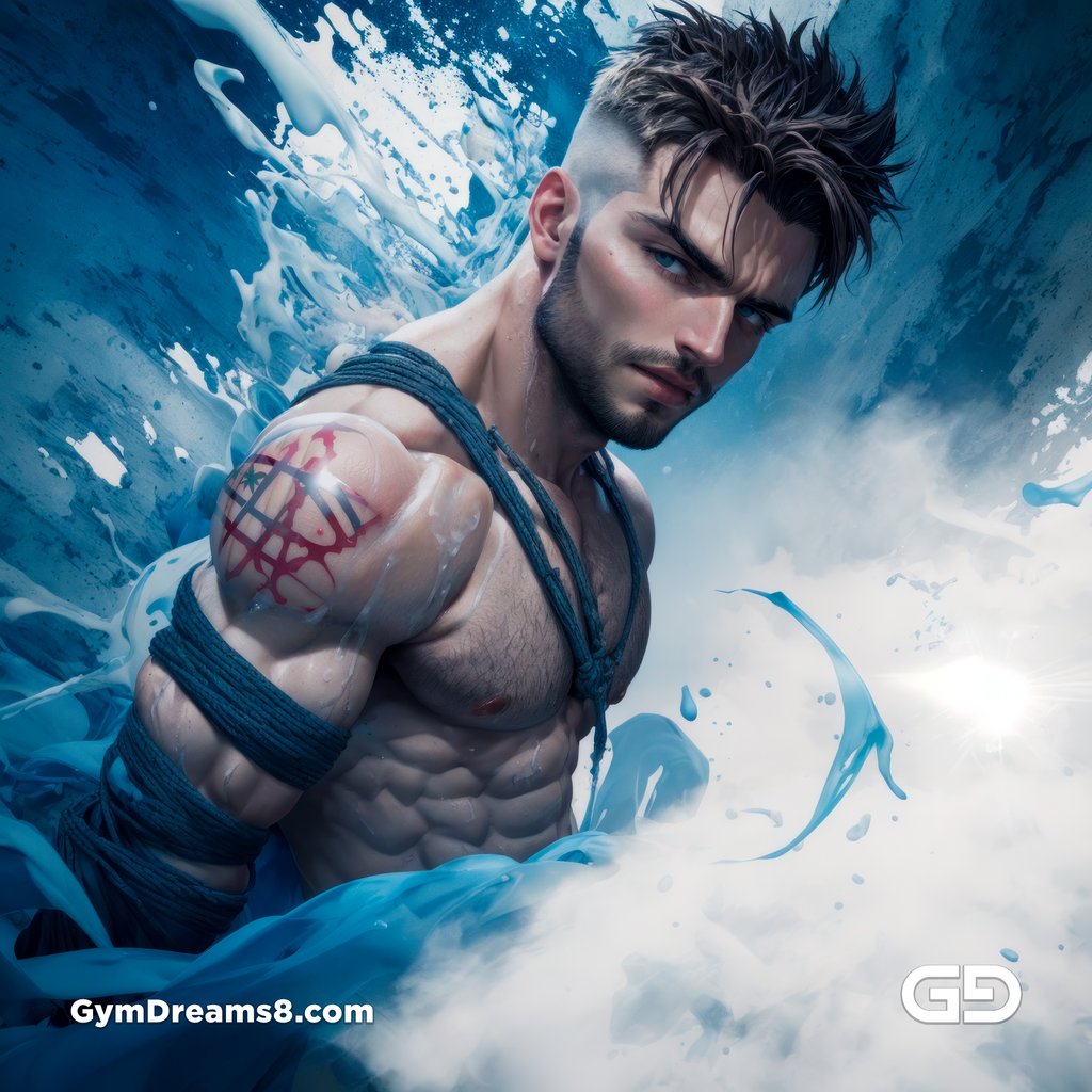 Liquid Blue. Composition of man, liquid, and rope. Stable Diffusion with RefShuffle Control Net, Airfuck’s Wild Mix.