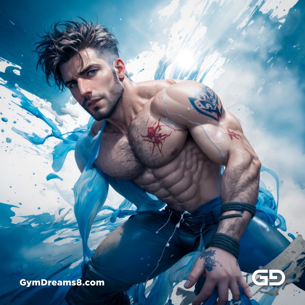 Liquid Blue. Composition of man, liquid, and rope. Stable Diffusion with RefShuffle Control Net, Airfuck’s Wild Mix.