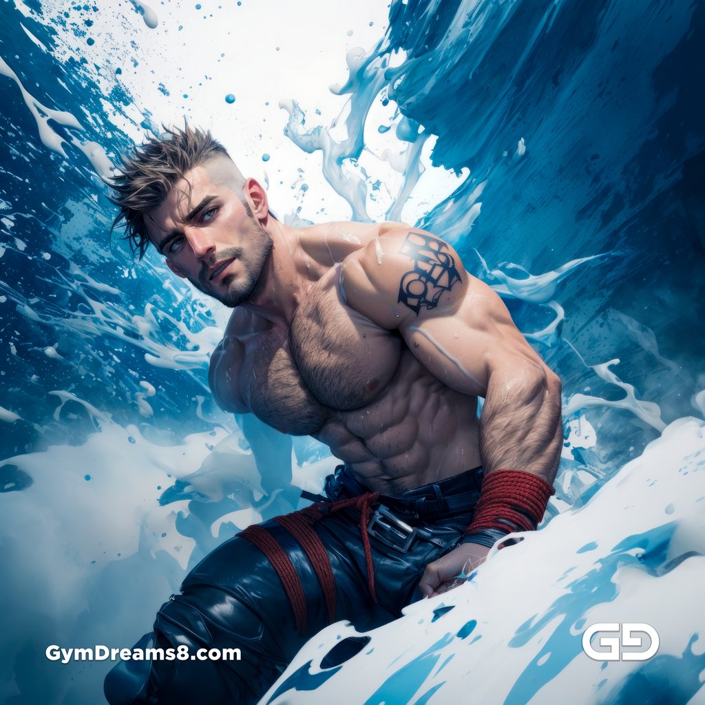 Liquid Blue. Composition of man, liquid, and rope. Stable Diffusion with RefShuffle Control Net, Airfuck’s Wild Mix.