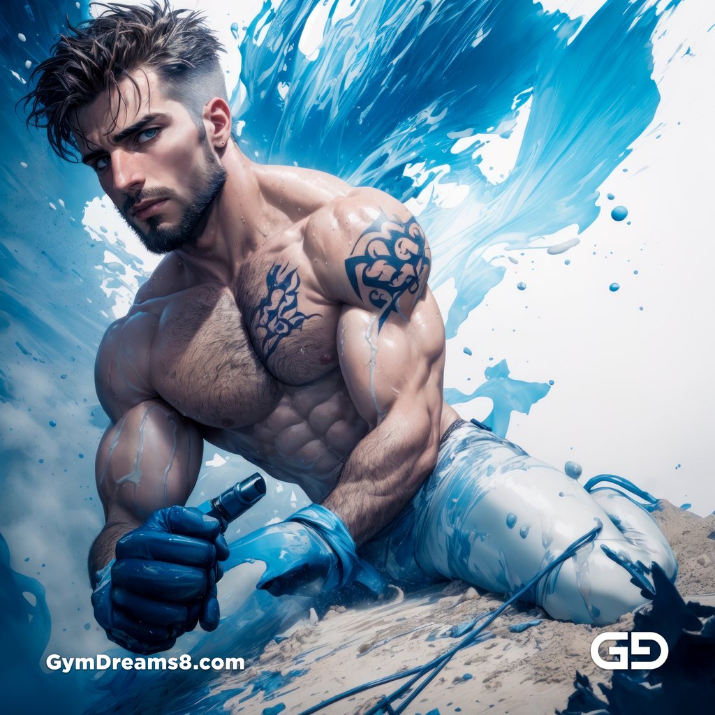 Liquid Blue. Composition of man, liquid, and rope. Stable Diffusion with RefShuffle Control Net, Airfuck’s Wild Mix.