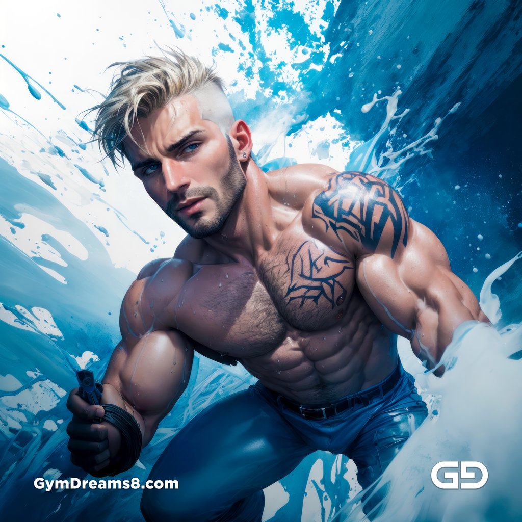 Liquid Blue. Composition of man, liquid, and rope. Stable Diffusion with RefShuffle Control Net, Airfuck’s Wild Mix.