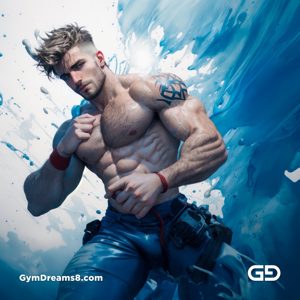 Liquid Blue. Composition of man, liquid, and rope. Stable Diffusion with RefShuffle Control Net, Airfuck’s Wild Mix.