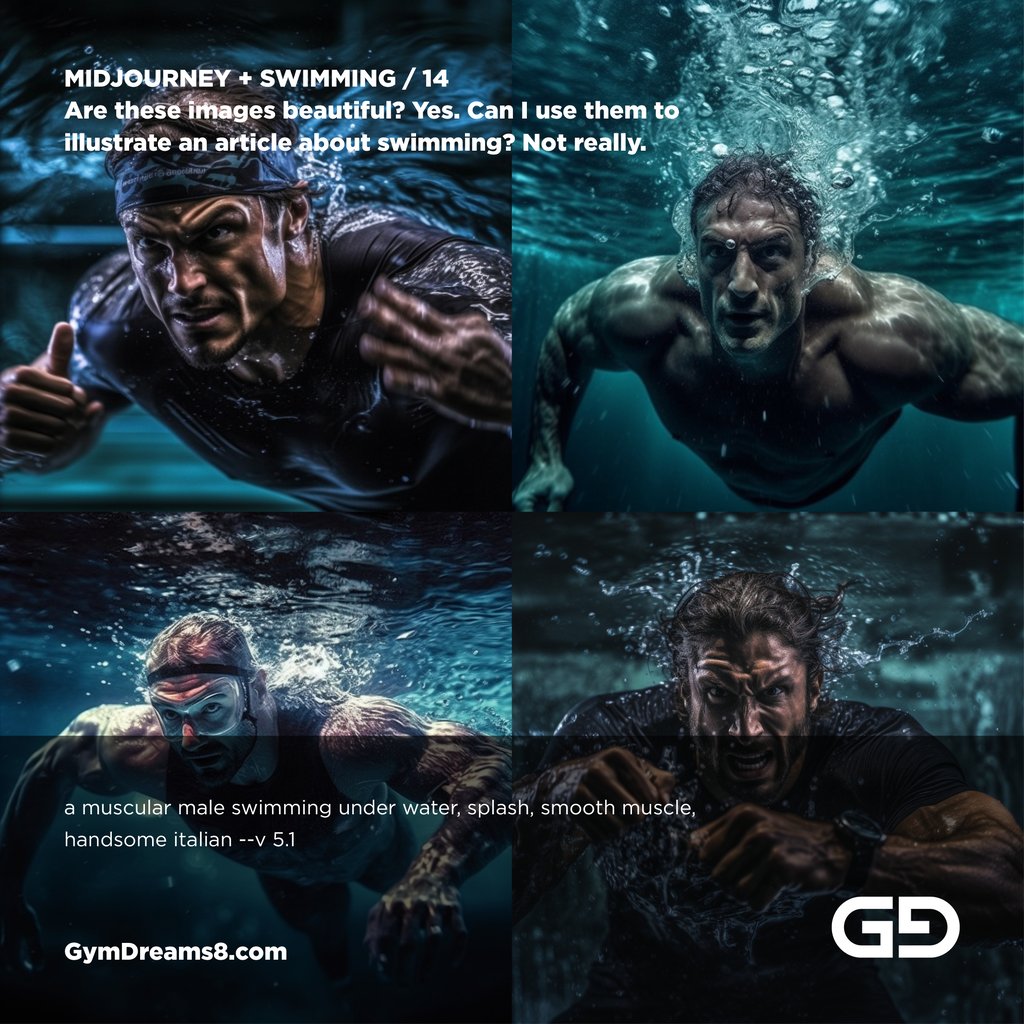 Are these images beautiful? Yes. Can I use them to illustrate an article about swimming? Not really.