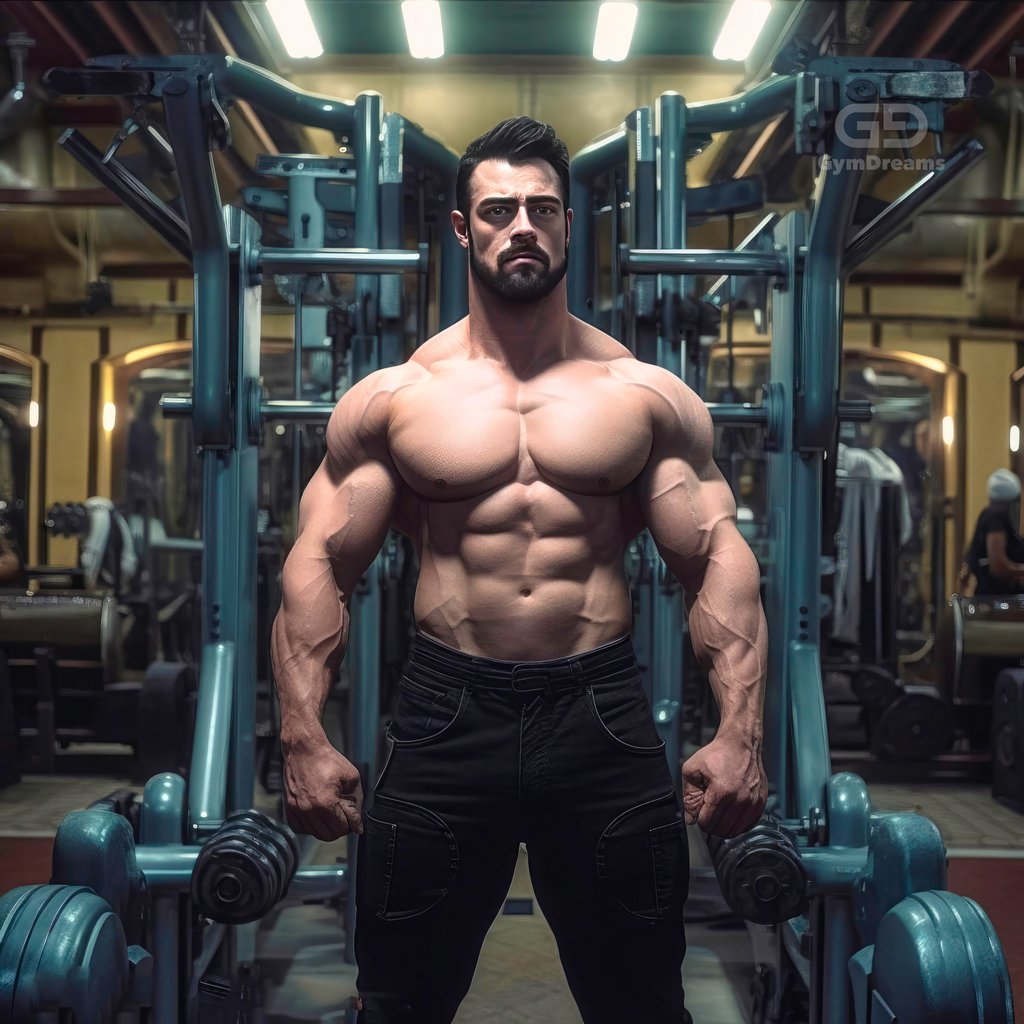 My A, body builder, created with Midjourney