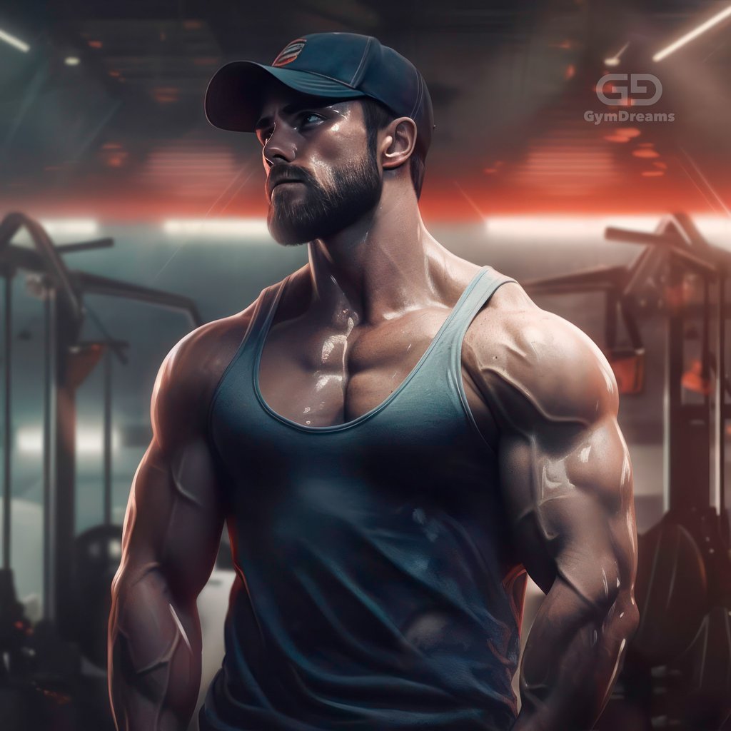 My A, body builder, created with Midjourney