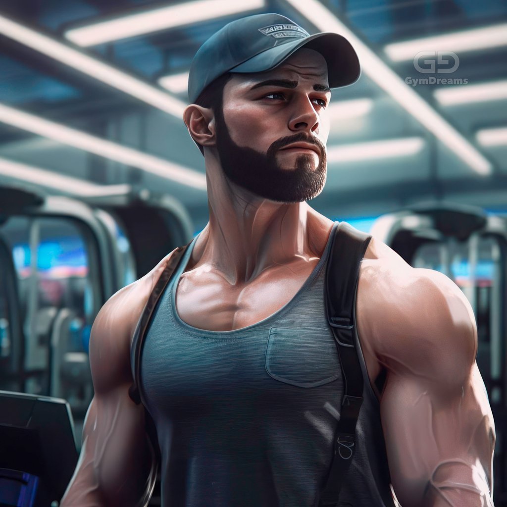 My A, body builder, created with Midjourney