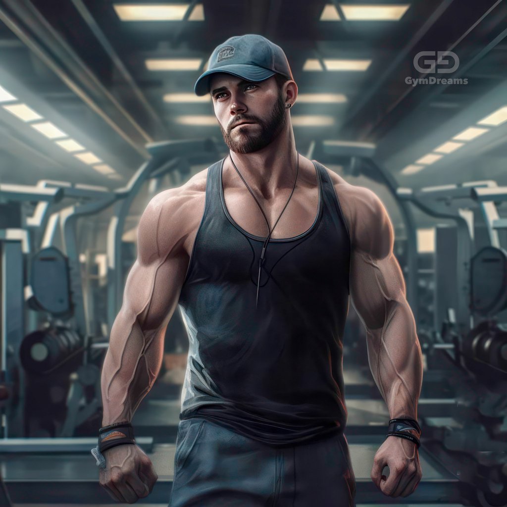 My A, body builder, created with Midjourney