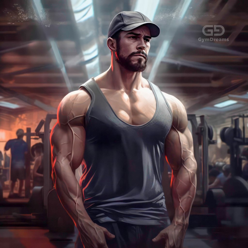 My A, body builder, created with Midjourney