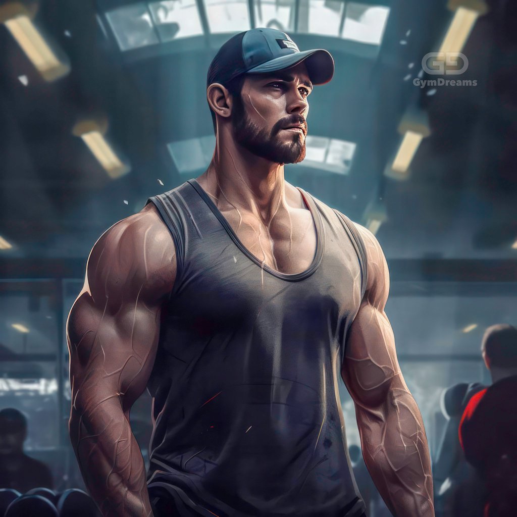 My A, body builder, created with Midjourney