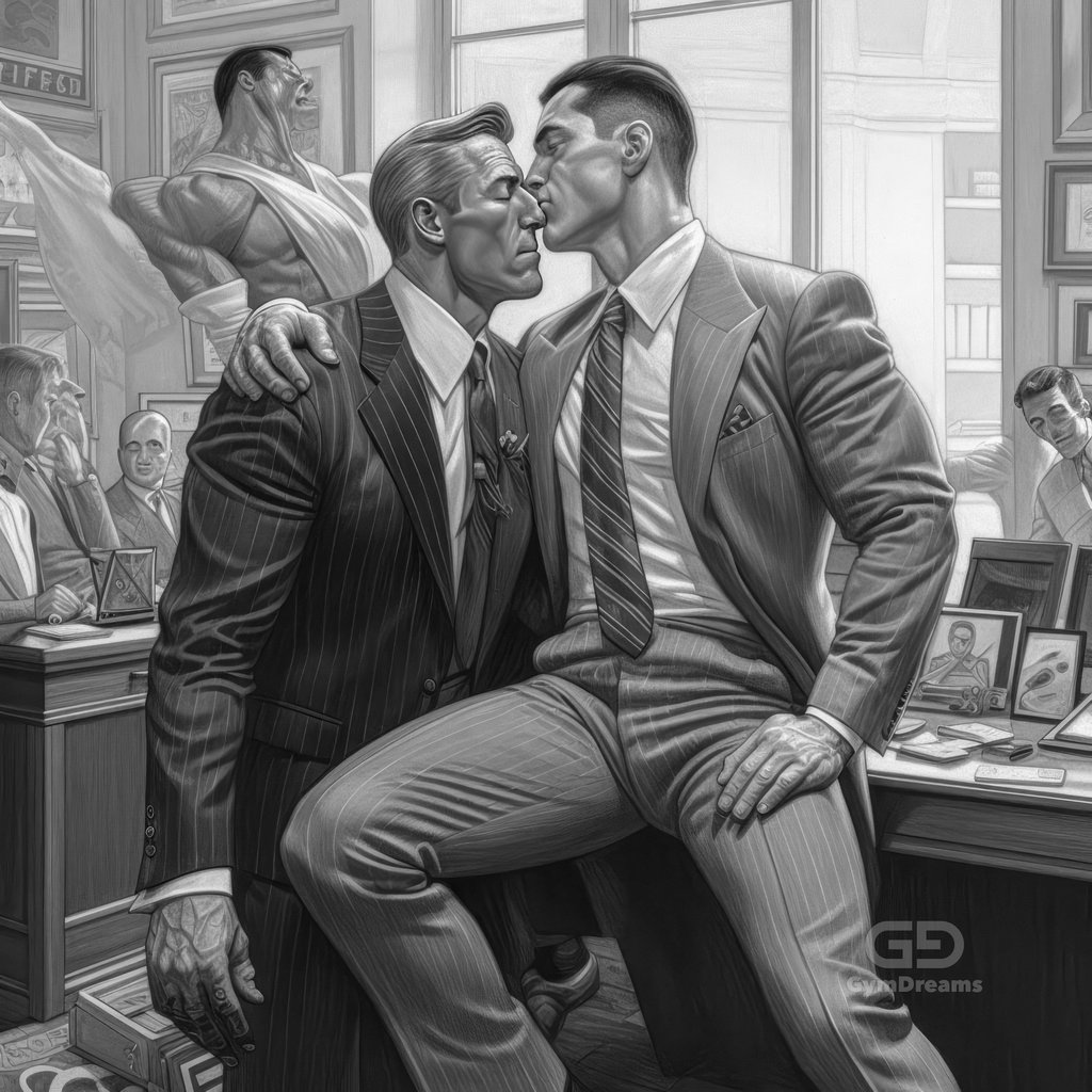 Kiss at the Office, created with Midjourney v5
