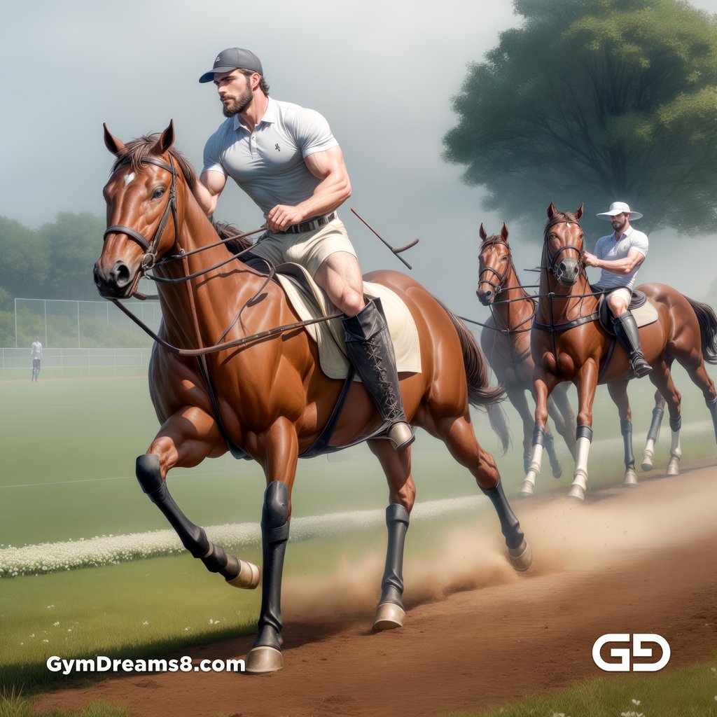 Polo, Suddenly Gay. Photorealistic 3d render of men playing a game of polo, kissing, with Stable Diffusion and Airfuck’s Wild Mix.