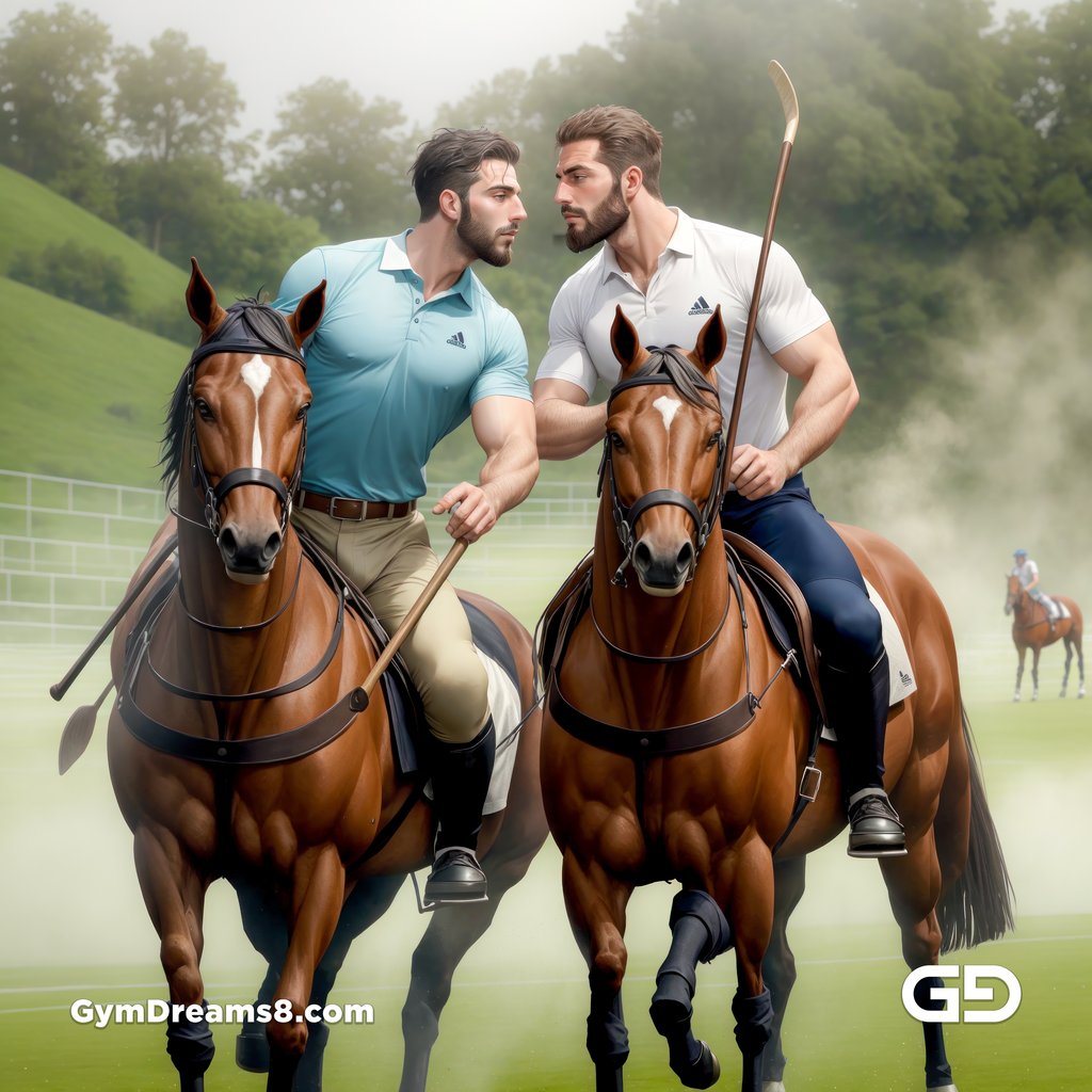 Polo, Suddenly Gay. Photorealistic 3d render of men playing a game of polo, kissing, with Stable Diffusion and Airfuck’s Wild Mix.